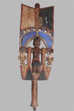 Bâton Sceptre polychrome Oshe Shango Nagô Bénin