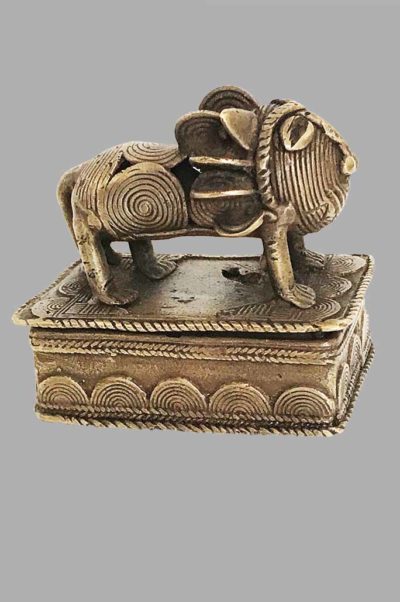 Boîte Akan Lion en bronze